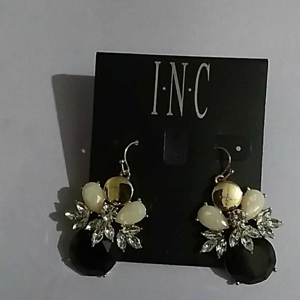 Gold black Crystal tear drop earrings